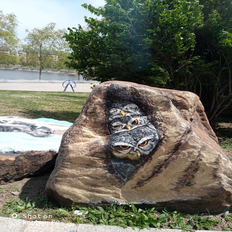 长春墙体彩绘 长春公园景观石彩绘 专业手工墙绘公司